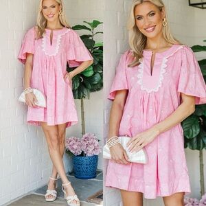 Just A Theory Pink & White Floral Cotton Dress | XL | Mint Julep Boutique | NWT